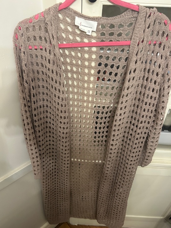 Anthropologie Jackets & Blazers - Anthropologie Taupe Open Weave Duster Cardigan
